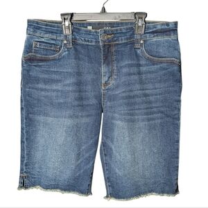 Kut from the Kloth Women's Denim Blue Jean Natalie Bermuda Shorts Frayed Hem